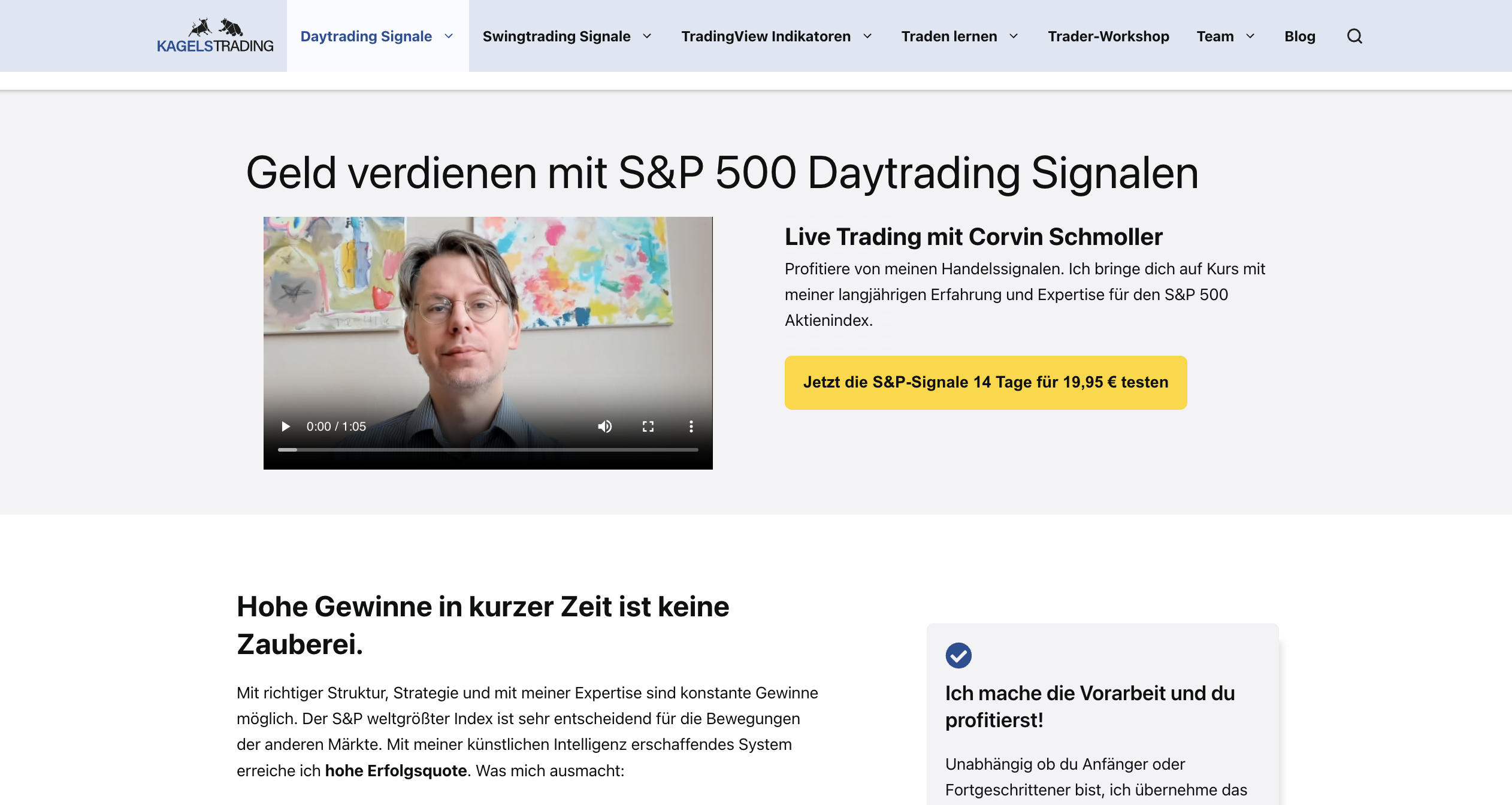SP 500 Daytrading Signale von Corvin Schmoller Erfahrungen