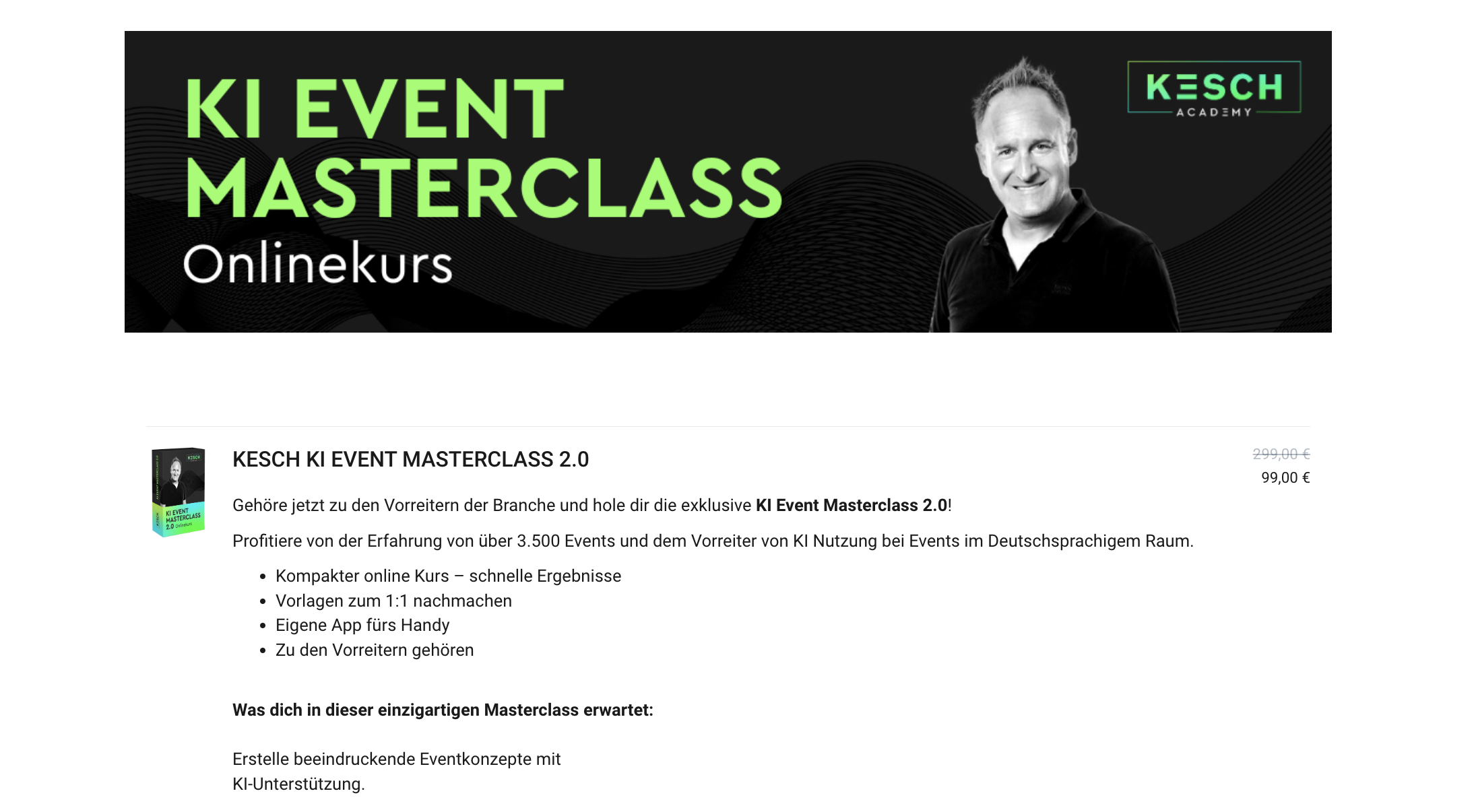 KI Event Masterclass 2.0 von Kesh Academy Erfahrungen